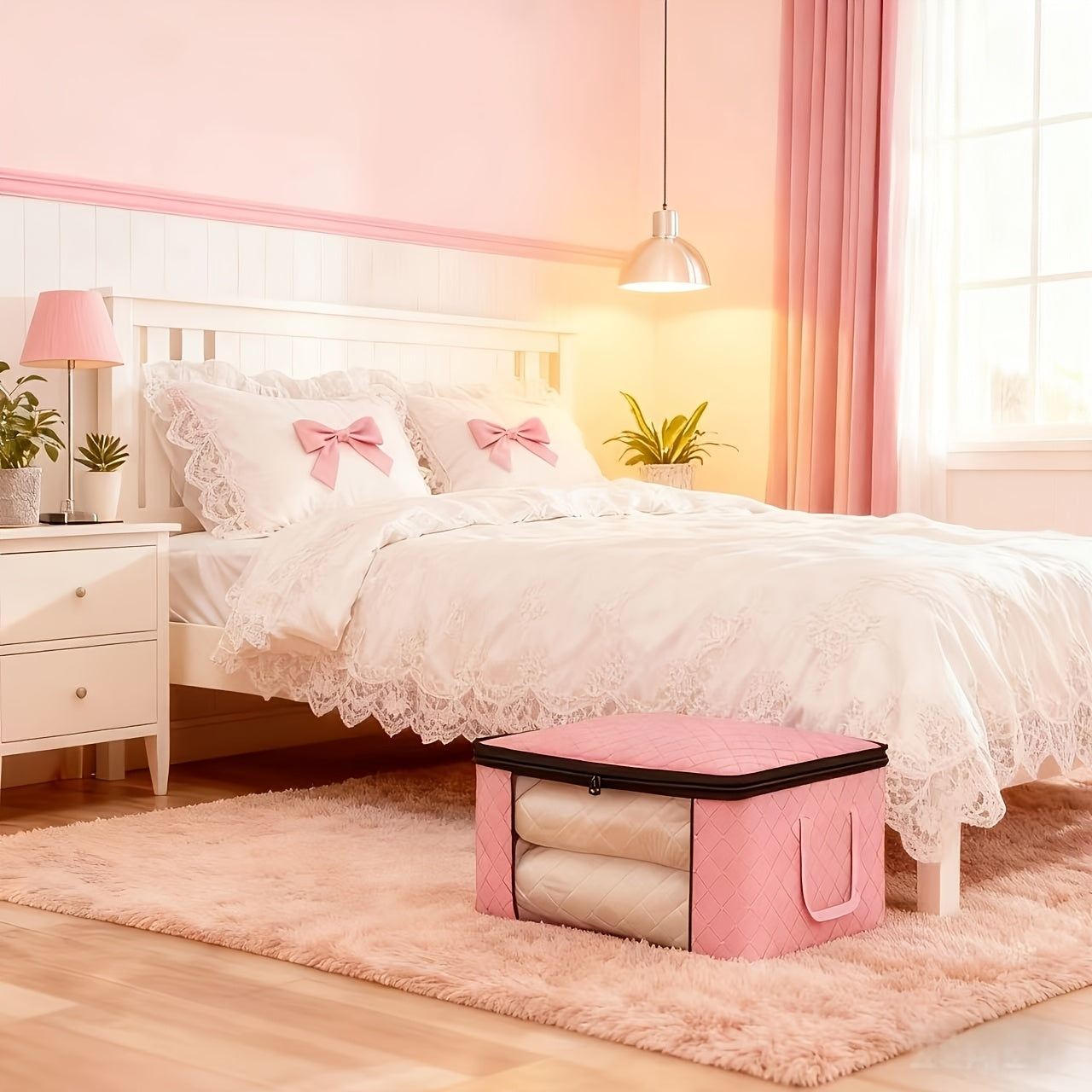 6pcs Extra Large Foldable Storage Box, Window Visible with Zipper and Lid, Durable Folding Clothing Organizer with Reinforced Handles, Suitable for Bedding, Blankets, Pillows, and Clothing, Under-Bed Storage