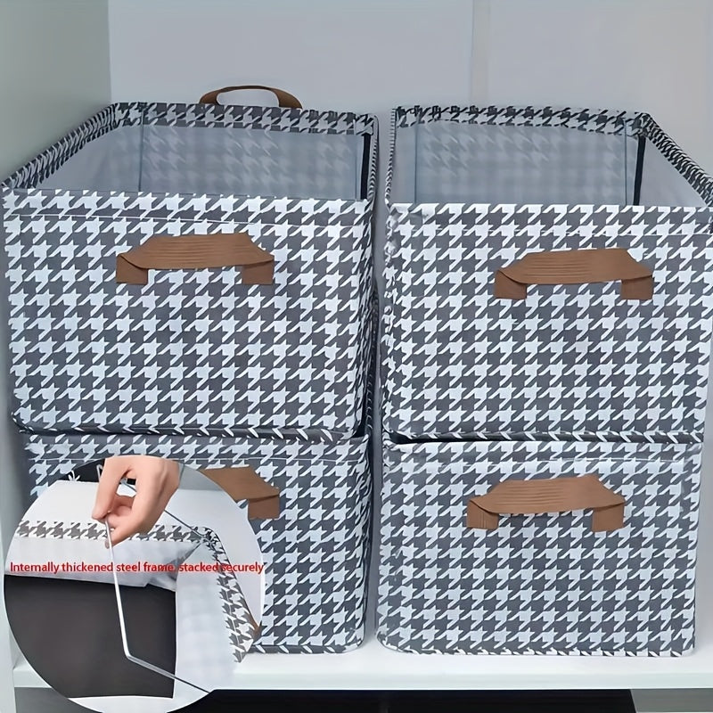 3pcs Large Thousand Bird Pattern Easy Wardrobe Storage Box, Wardrobe Storage System, Pants And Clothes Storage Box, with Steel Frame Style, Foldable, Suitable for Placing Under Cabinets And Beds, Multi Functional Storage Box, Saves Space, Under-Bed