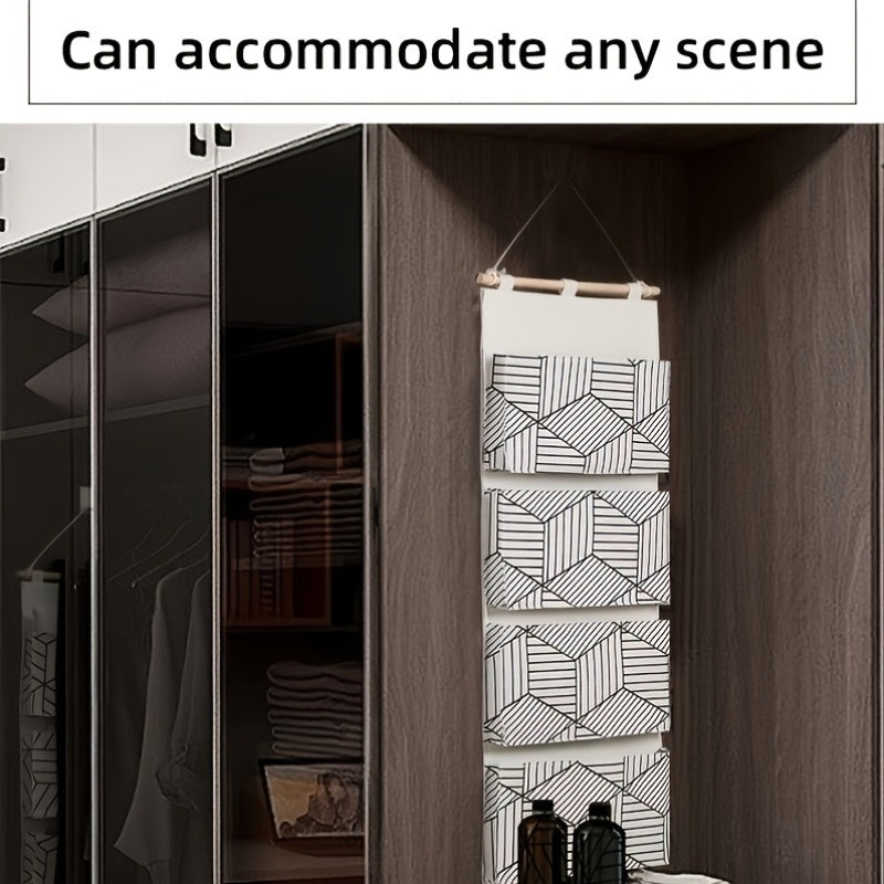 2pcs Multi-Pocket Fabric Hanging Storage Bag, Wall & Door Hanging Organizer for Home, Dorm & Office Organization(The Product Has Random Patterns.)