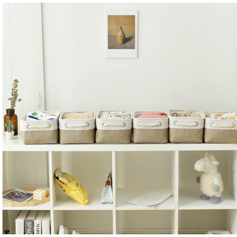 4pcs Large Capacity Foldable Open-Top Storage Box Fabric with Handle White Beige Stylish Durable for Bedroom Underbed Clothes Storage Box Premium Mother'S Day Birthday Gift