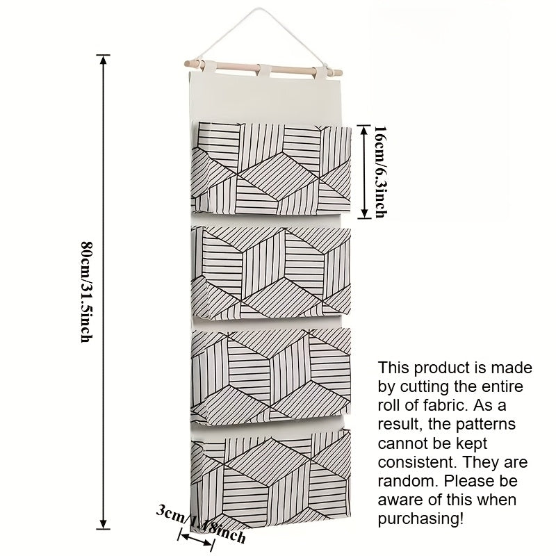 2pcs Multi-Pocket Fabric Hanging Storage Bag, Wall & Door Hanging Organizer for Home, Dorm & Office Organization(The Product Has Random Patterns.)