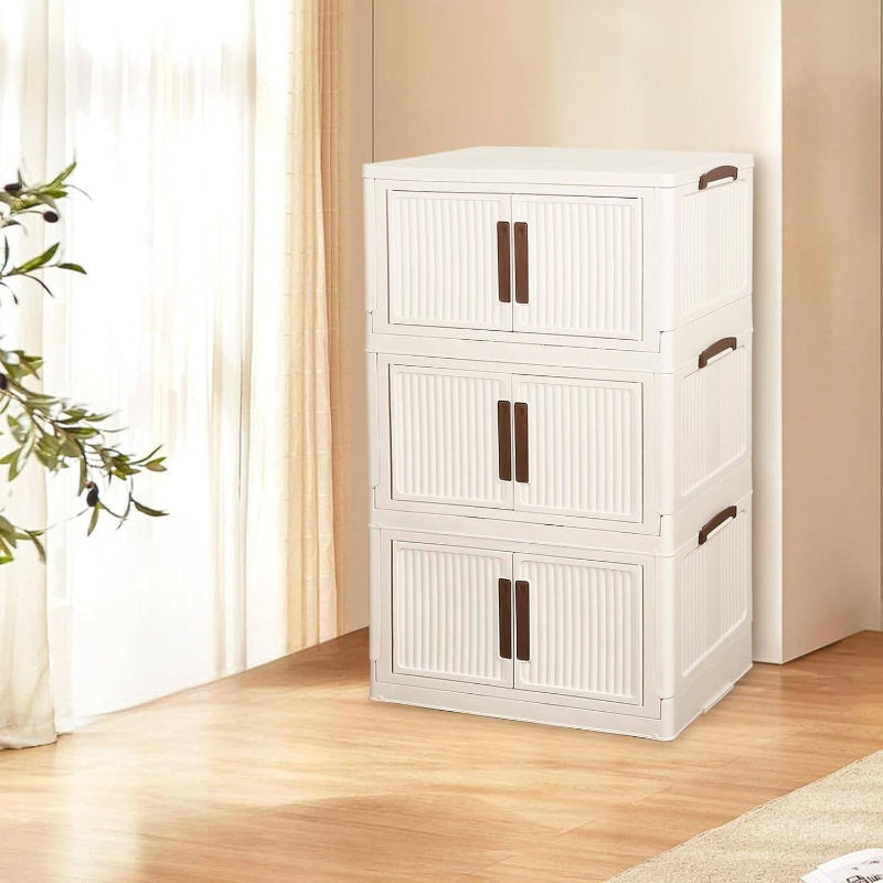 3x 312QT\u002F78GAL Collapsible Storage Bin with Door & Foldable Drawers - Stackable Mobile Storage Container Suitable for Home, Office, Dorm - Space-Saving, Foldable Storage Bins (No Definite Quantity Error), Storage Boxes for Organizing
