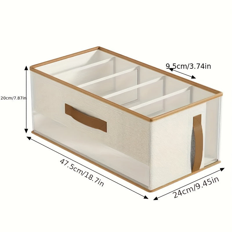 A Set of Three Foldable Storage Boxes (With Dividers) - Made from Thick Non-Woven Fabric, Featuring a Transparent Lid And a Multi-Compartment Design That Saves Space. Suitable for Clothing, Luggage, Under-Bed Storage, Wardrobes, Dorms
