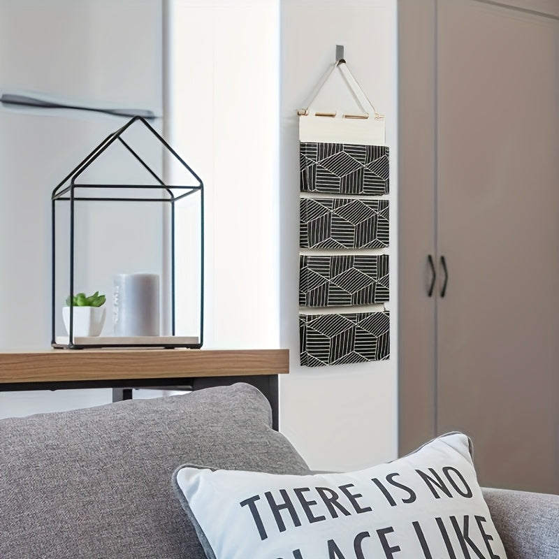 2pcs Multi-Pocket Fabric Hanging Storage Bag, Wall & Door Hanging Organizer for Home, Dorm & Office Organization(The Product Has Random Patterns.)