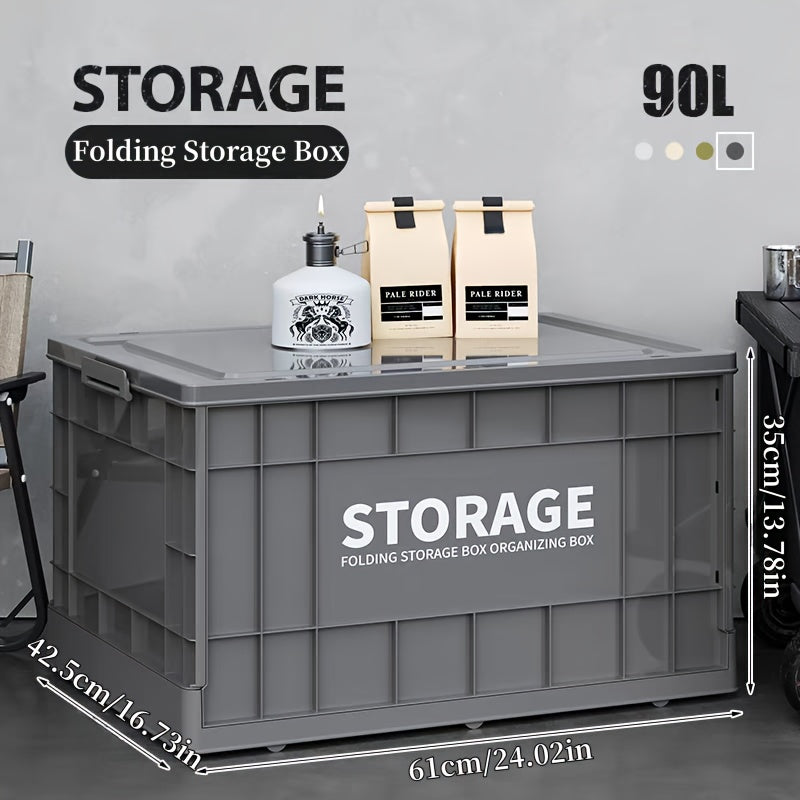 Outdoor Camping Large Capacity Foldable Outdoor Storage Box with Wheels, Waterproof Plastic Material, Multi-Purpose Use for Camping, Garden Tools, and More - 24.02\