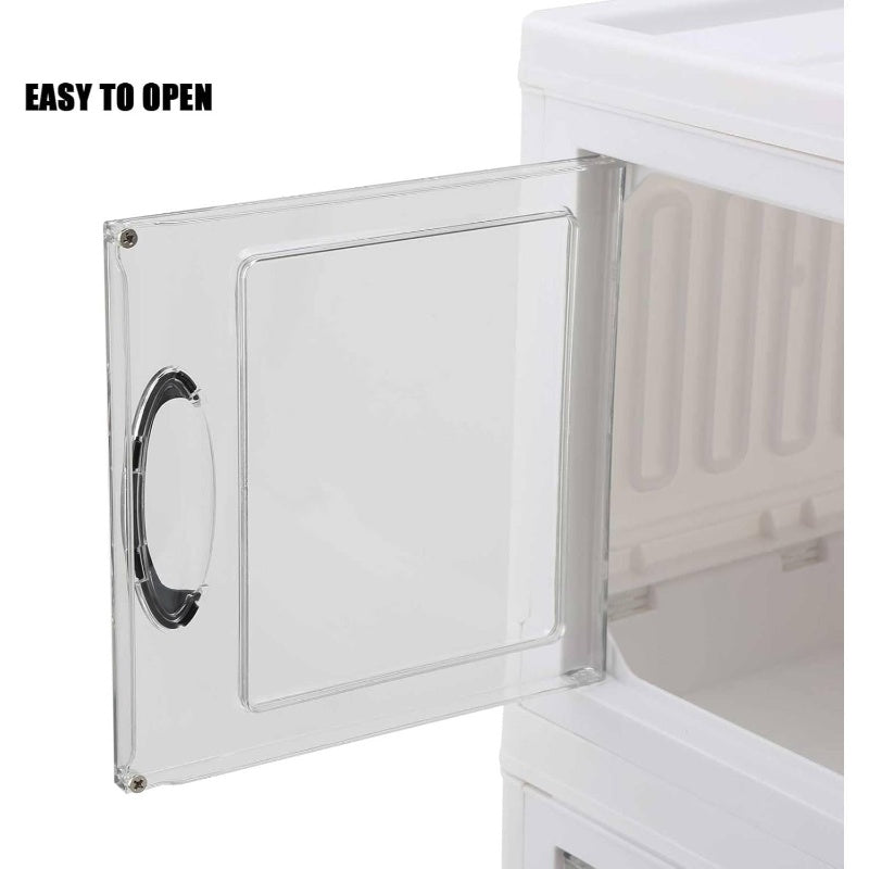 Stackable Storage Containers with Lids, Featuring a Two-Tier Design And Collapsible Plastic Construction, Equipped with Rotating Wheels for Easy Movement in The Bedroom Or Living Room, Storage Boxes for Organizing