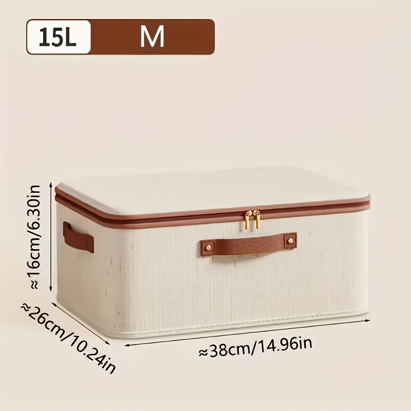 6pcs Heavy-Duty Fabric Storage Boxes with Flip-Top Lid - Beige Organizer Bins, Stackable Closet, Under-Bed, Dorm, Moving -Dustproof, Space-Saving Design for Home, Office, Travel - Ideal for Clothes, Blankets, Seasonal Decor Storage, Home Organization