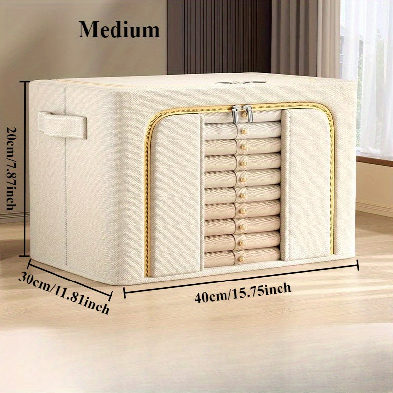 4pcs Large Fabric Storage Box with Window - Heavy-Duty Oxford Cloth Folding Organizer Basket Suitable for Clothes, Blankets, Bedspread - Space-Saving Multi- Container for Closet, Moving, Organization, Under-Bed Storage