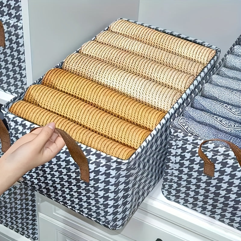 3pcs Large Thousand Bird Pattern Easy Wardrobe Storage Box, Wardrobe Storage System, Pants And Clothes Storage Box, with Steel Frame Style, Foldable, Suitable for Placing Under Cabinets And Beds, Multi Functional Storage Box, Saves Space, Under-Bed