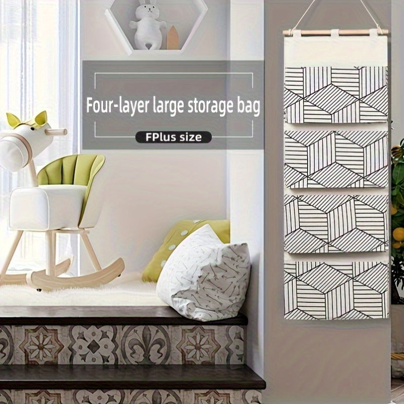 2pcs Multi-Pocket Fabric Hanging Storage Bag, Wall & Door Hanging Organizer for Home, Dorm & Office Organization(The Product Has Random Patterns.)