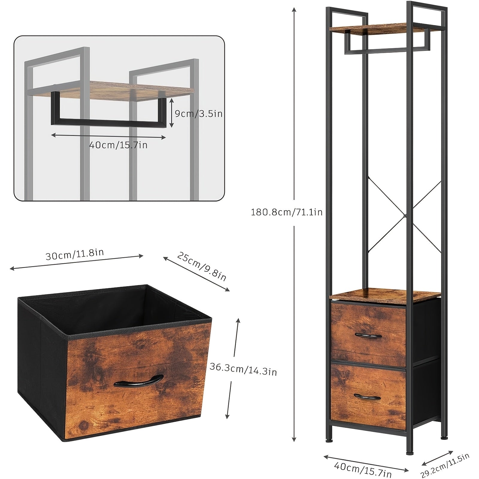 Versatile Clothing Organizer: Sleek Design Suitable for Hallways, Bedrooms, And College Rooms - Accommodates Coats, Bags, And Additions with Drawer Space for Smaller Items