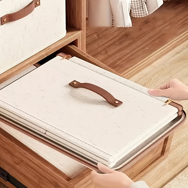 6pcs Heavy-Duty Fabric Storage Boxes with Flip-Top Lid - Beige Organizer Bins, Stackable Closet, Under-Bed, Dorm, Moving -Dustproof, Space-Saving Design for Home, Office, Travel - Ideal for Clothes, Blankets, Seasonal Decor Storage, Home Organization