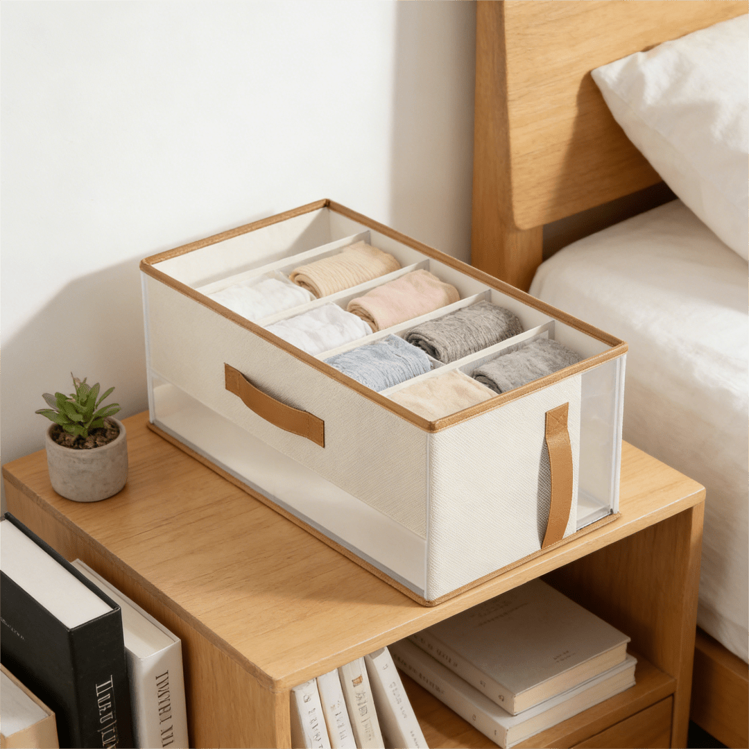 2pcs Packable Storage Boxes with Pull-Out Drawers - Heavy-Duty Non-Woven Fabric Organizer with Clear Lid, Space-Saving Multi-Compartment Design for Clothes, Bags, Under-Bed Storage, Closet, Dorm, Travel - Ideal for Home, Travel Organization