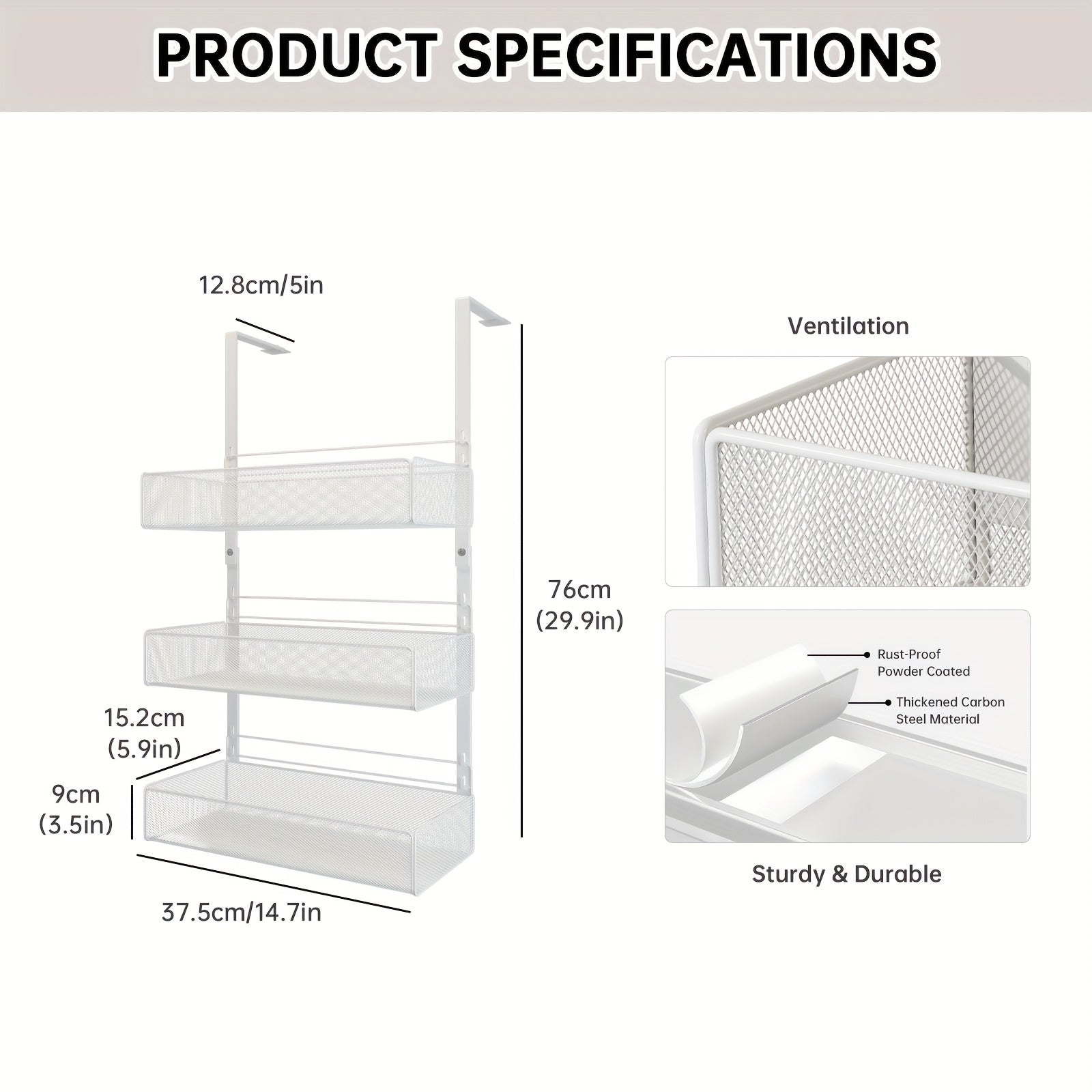 3-Pack Wall-Mounted Side Hanging Baskets for Bedroom Wardrobe, Dormitory Closet Side Storage Hanging Pockets, Space-Saving Shelf