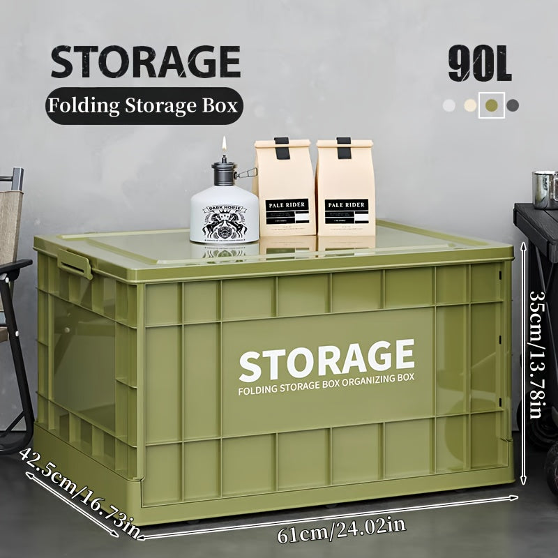 Outdoor Camping Large Capacity Foldable Outdoor Storage Box with Wheels, Waterproof Plastic Material, Multi-Purpose Use for Camping, Garden Tools, and More - 24.02\