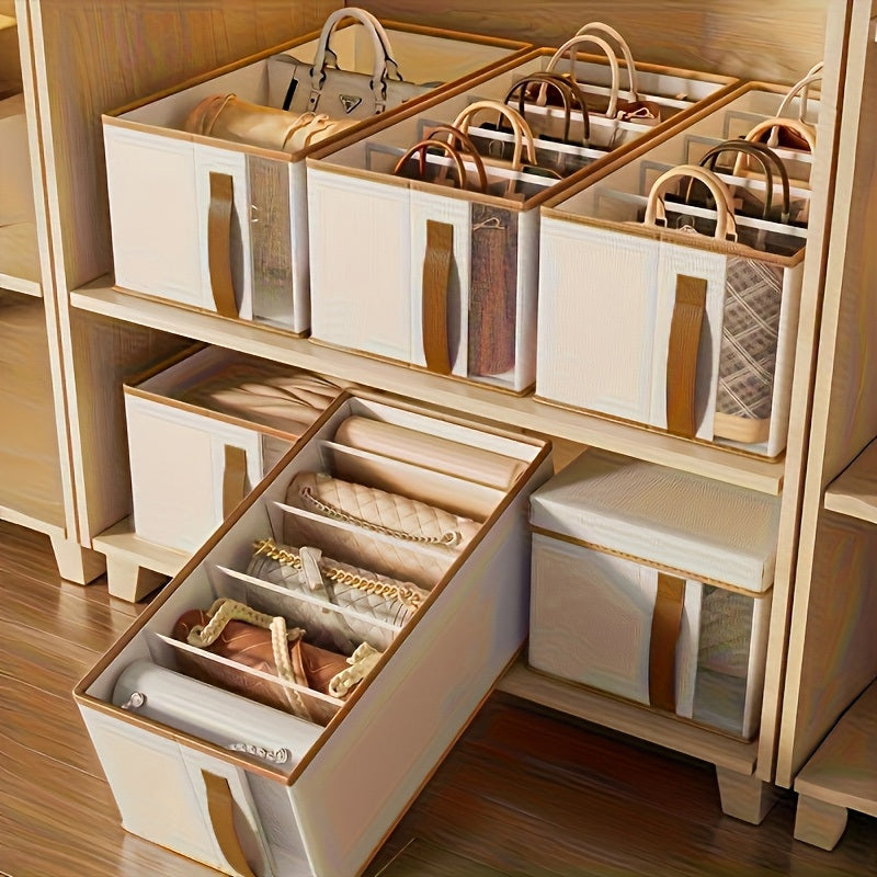 A Set of Three Foldable Storage Boxes (With Dividers) - Made from Thick Non-Woven Fabric, Featuring a Transparent Lid And a Multi-Compartment Design That Saves Space. Suitable for Clothing, Luggage, Under-Bed Storage, Wardrobes, Dorms