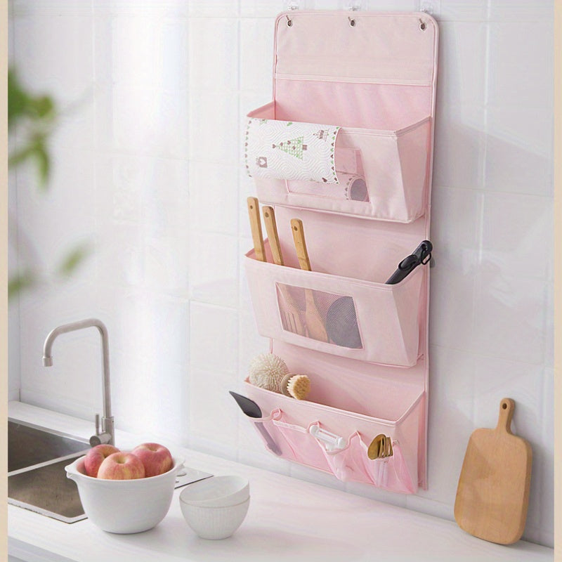 4pcs Hanging Storage Bags, Wall-Mounted, Door Back, Closet, Bedside Multi-Functional Hanging Organizers for Convenient Storage. Multi-Layer Fabric Storage Bags for Bedroom, Living Room, Bathroom, Vanity. Organize Toys, Cosmetics, Socks, and Sundries.