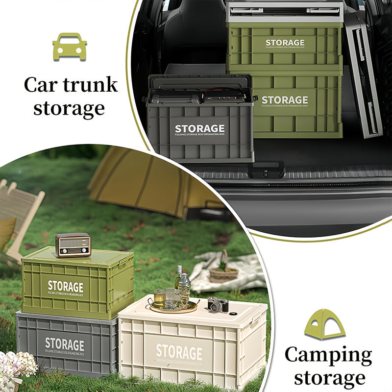 Outdoor Camping Large Capacity Foldable Outdoor Storage Box with Wheels, Waterproof Plastic Material, Multi-Purpose Use for Camping, Garden Tools, and More - 24.02\
