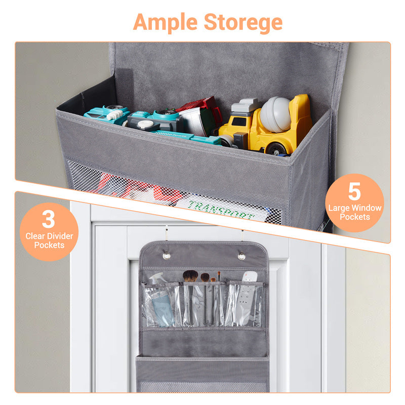 Set of 2 Six-Layer Non-Woven Fabric Door Hanging Bags with Zipper Closures - Durable and Organized Storage Solution for Home