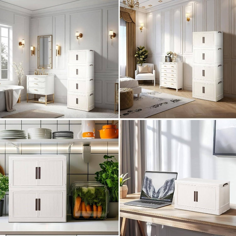 3x 312QT\u002F78GAL Collapsible Storage Bin with Door & Foldable Drawers - Stackable Mobile Storage Container Suitable for Home, Office, Dorm - Space-Saving, Foldable Storage Bins (No Definite Quantity Error), Storage Boxes for Organizing